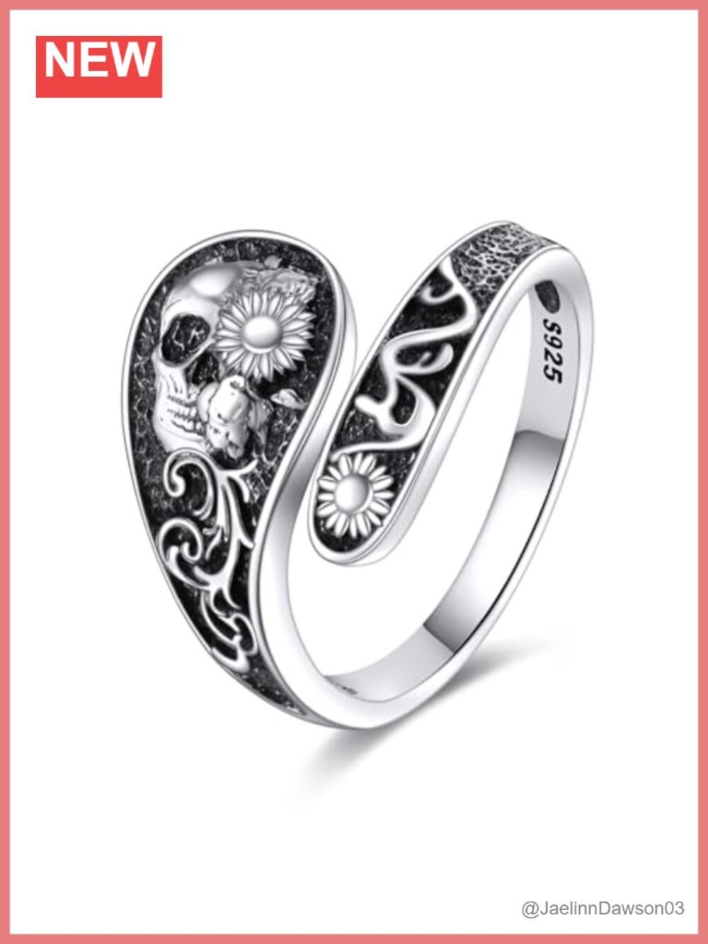 925 Sterling Silver Adjustable Spoon Ring Statement Gift for Women